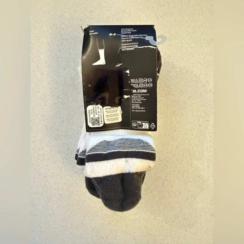Under Armour Men's White and Black Performance Socks
